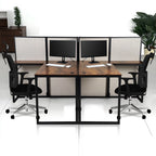 L-Shaped 2-Person Cubicle Desk with Privacy Panels