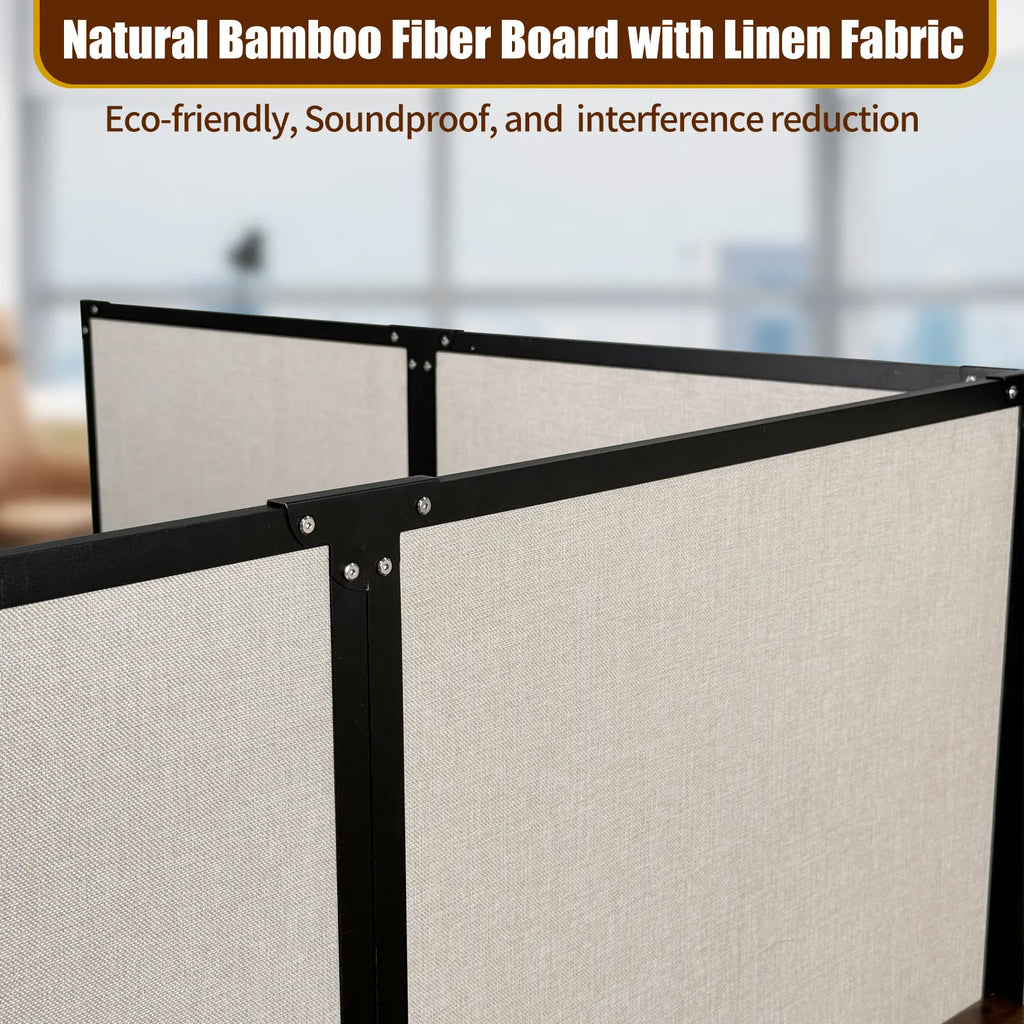 L-Shaped 2-Person Cubicle Desk with Privacy Panels