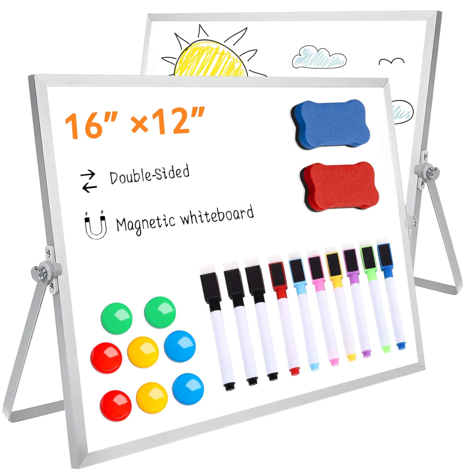 Large Dry Erase Magnetic Desktop Whiteboard-2 Pcs