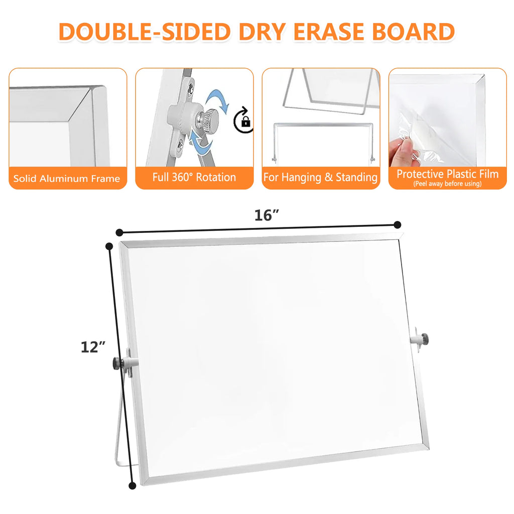 Large Dry Erase Magnetic Desktop Whiteboard-2 Pcs