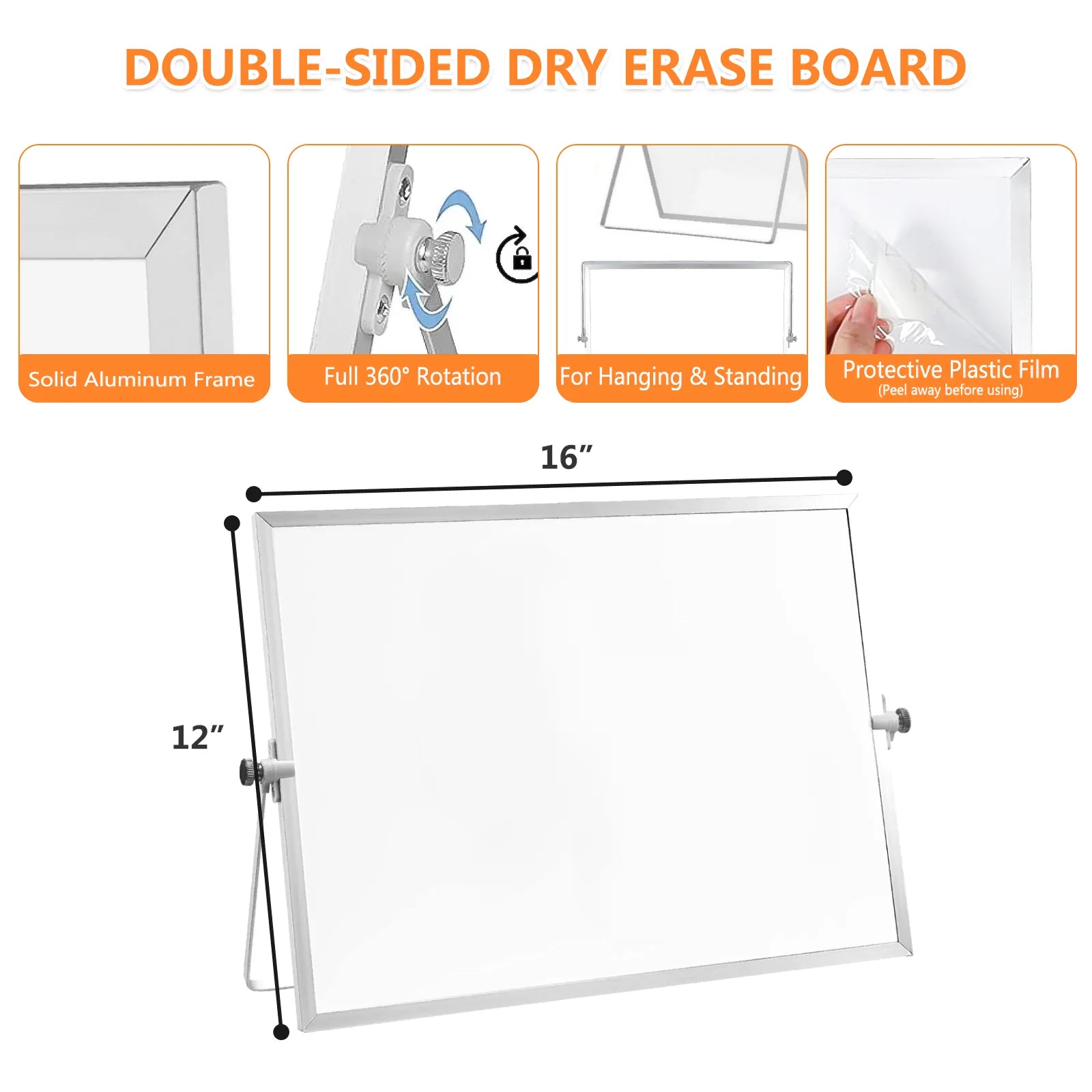 Large Dry Erase Magnetic Desktop Whiteboard-2 Pcs