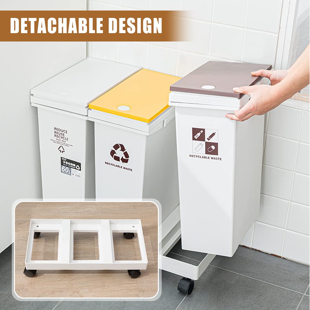 Mobile Detachable & Press-Open Compartment Trash Can