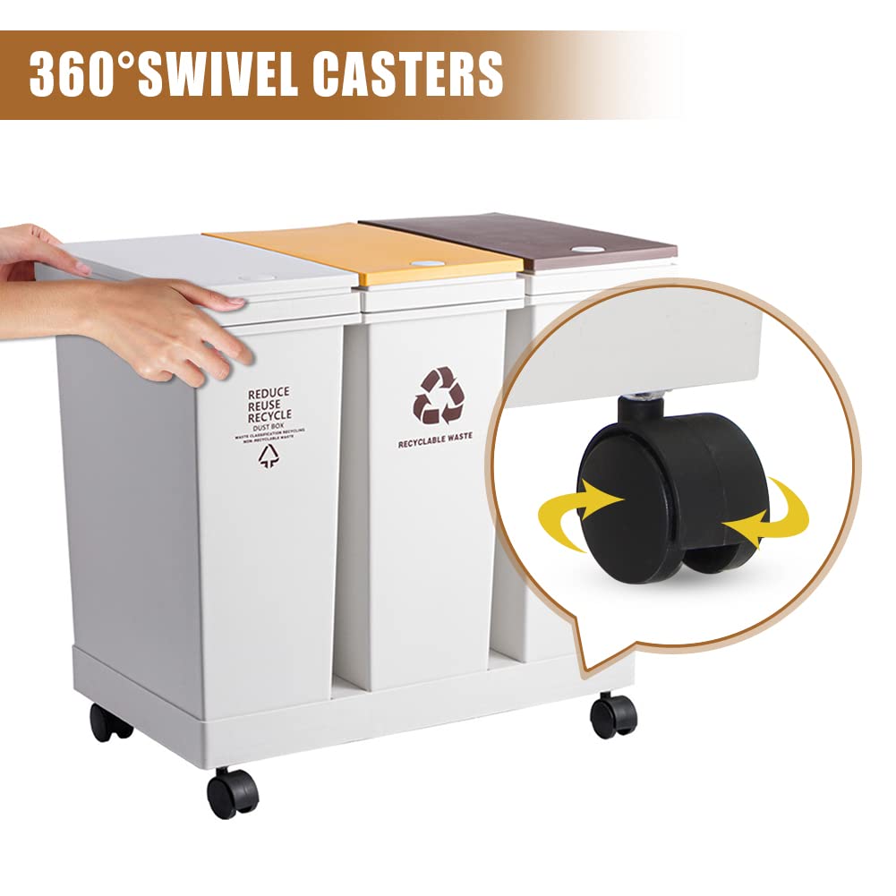 Mobile Detachable & Press-Open Compartment Trash Can