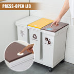 Mobile Detachable & Press-Open Compartment Trash Can