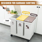 Mobile Detachable & Press-Open Compartment Trash Can