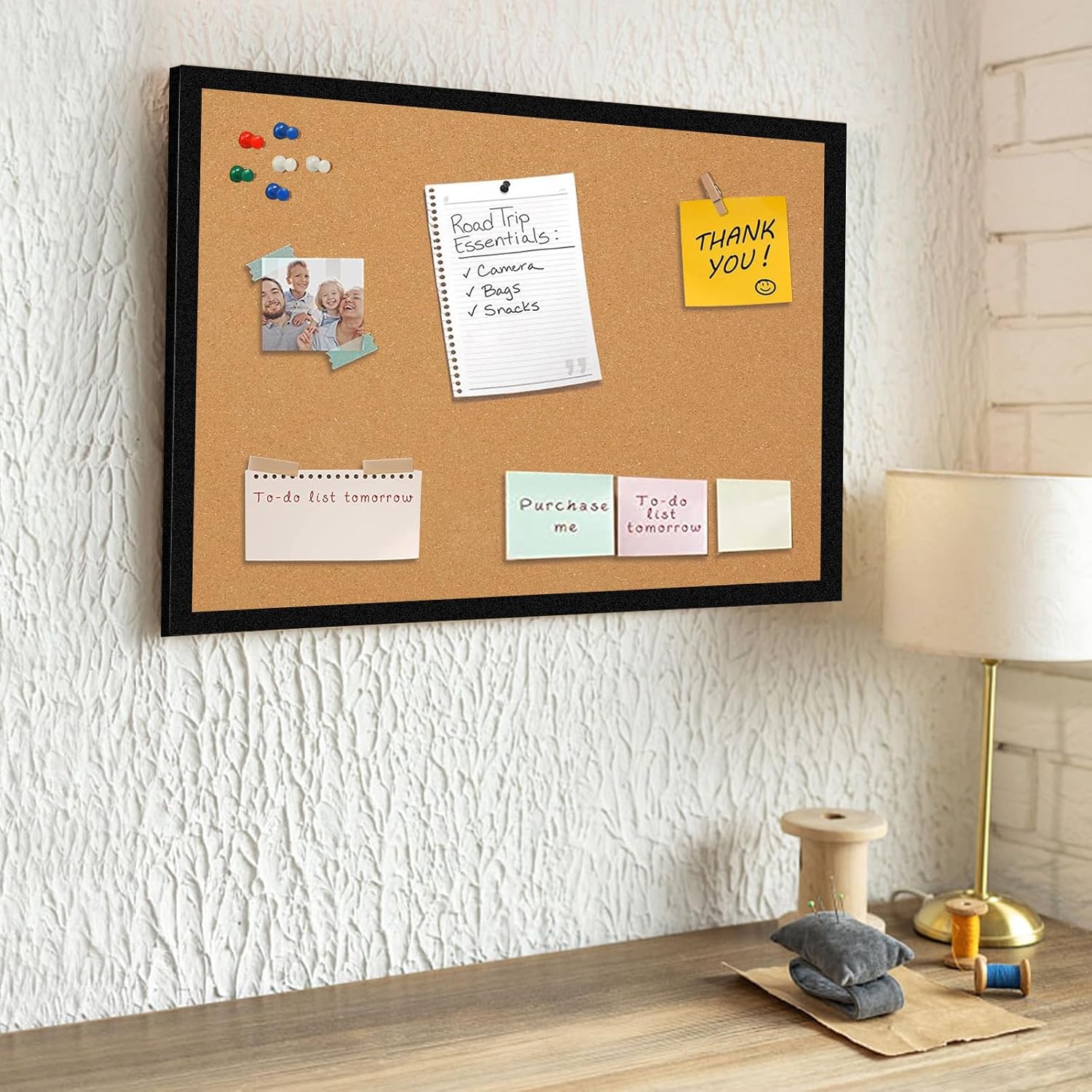 Solid Wood Cork Bulletin Board