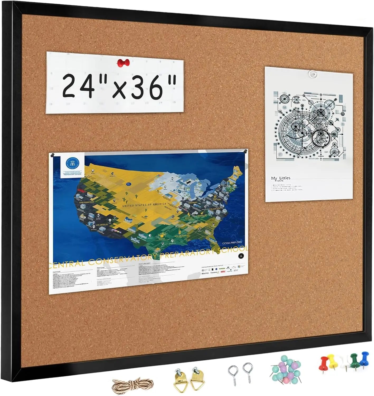 Solid Wood Cork Bulletin Board