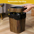 Open Top Wood Grain Plastic Trash Can-2 Pcs.