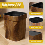 Open Top Wood Grain Plastic Trash Can-2 Pcs.