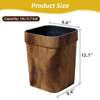 Open Top Wood Grain Plastic Trash Can-2 Pcs.