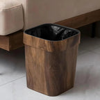 Open Top Wood Grain Plastic Trash Can-2 Pcs.