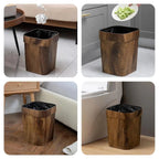 Open Top Wood Grain Plastic Trash Can-2 Pcs.