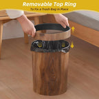 Open Top Wood Grain Plastic Trash Can-2 Pcs.