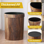 Open Top Wood Grain Plastic Trash Can-2 Pcs.