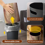 Open Top Wood Grain Plastic Trash Can-2 Pcs.