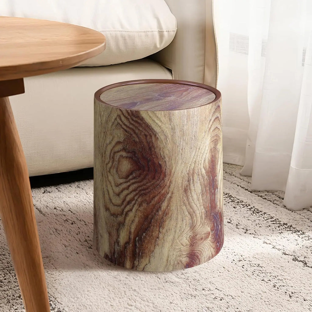 Open Top Wood Grain Plastic Trash Can-2 Pcs.