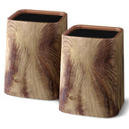 Open Top Wood Grain Plastic Trash Can-2 Pcs.