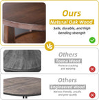 Round Natural Wood Coffee Table with Hidden Drawer, 2-Tier Rustic Retro End Table with Storage, Dark Brown