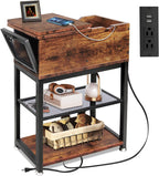 Side Table Living Room with USB Ports and Outlets