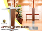 Stainless Steel Podium Stand with Acrylic Reading Surface