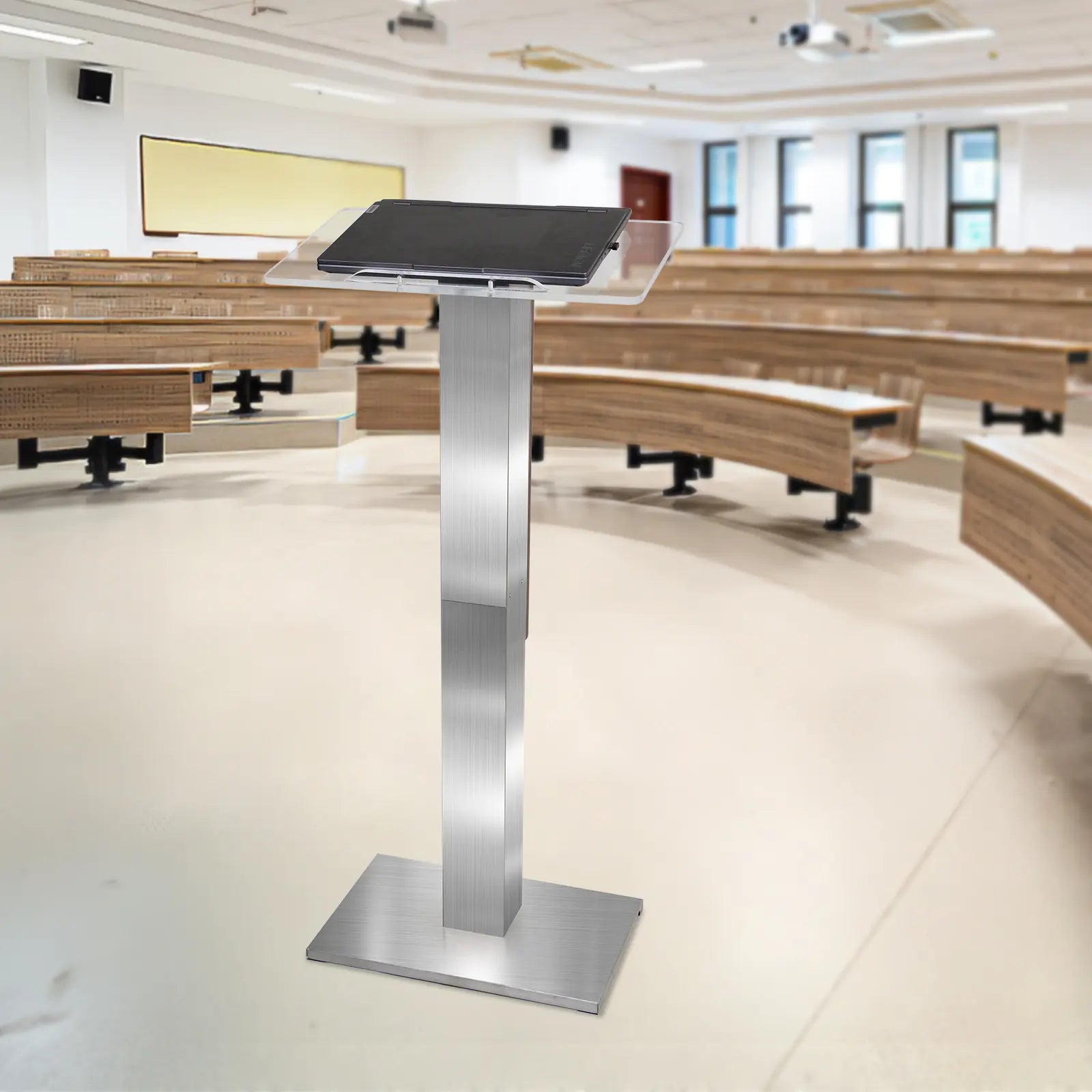 Stainless Steel Podium Stand with Acrylic Reading Surface