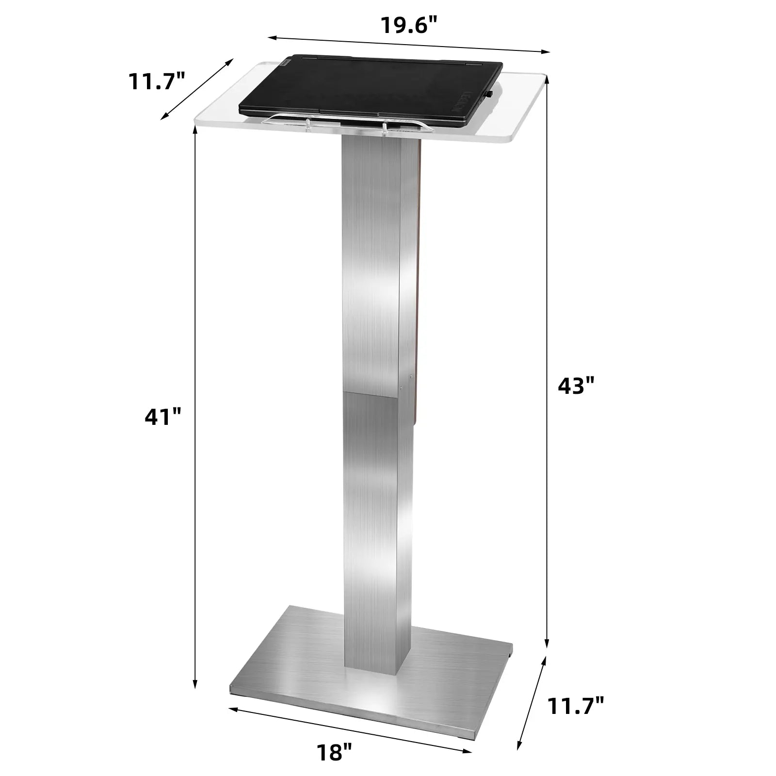Stainless Steel Podium Stand with Acrylic Reading Surface