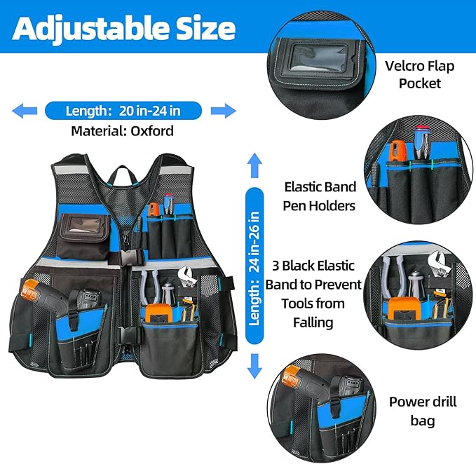 Tool Vest Electrician, Tool Vest for Men, Work Tool Vest
