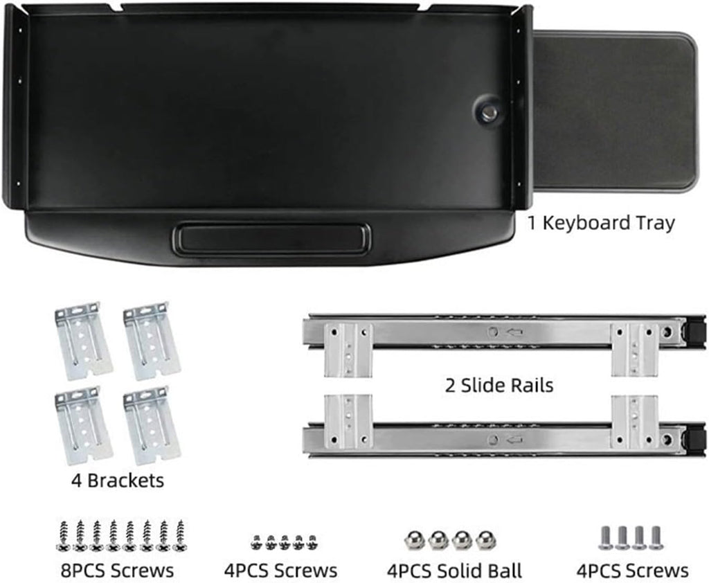 Under Desk Steel Keyboard Tray with 360° Rotating Mouse Platform