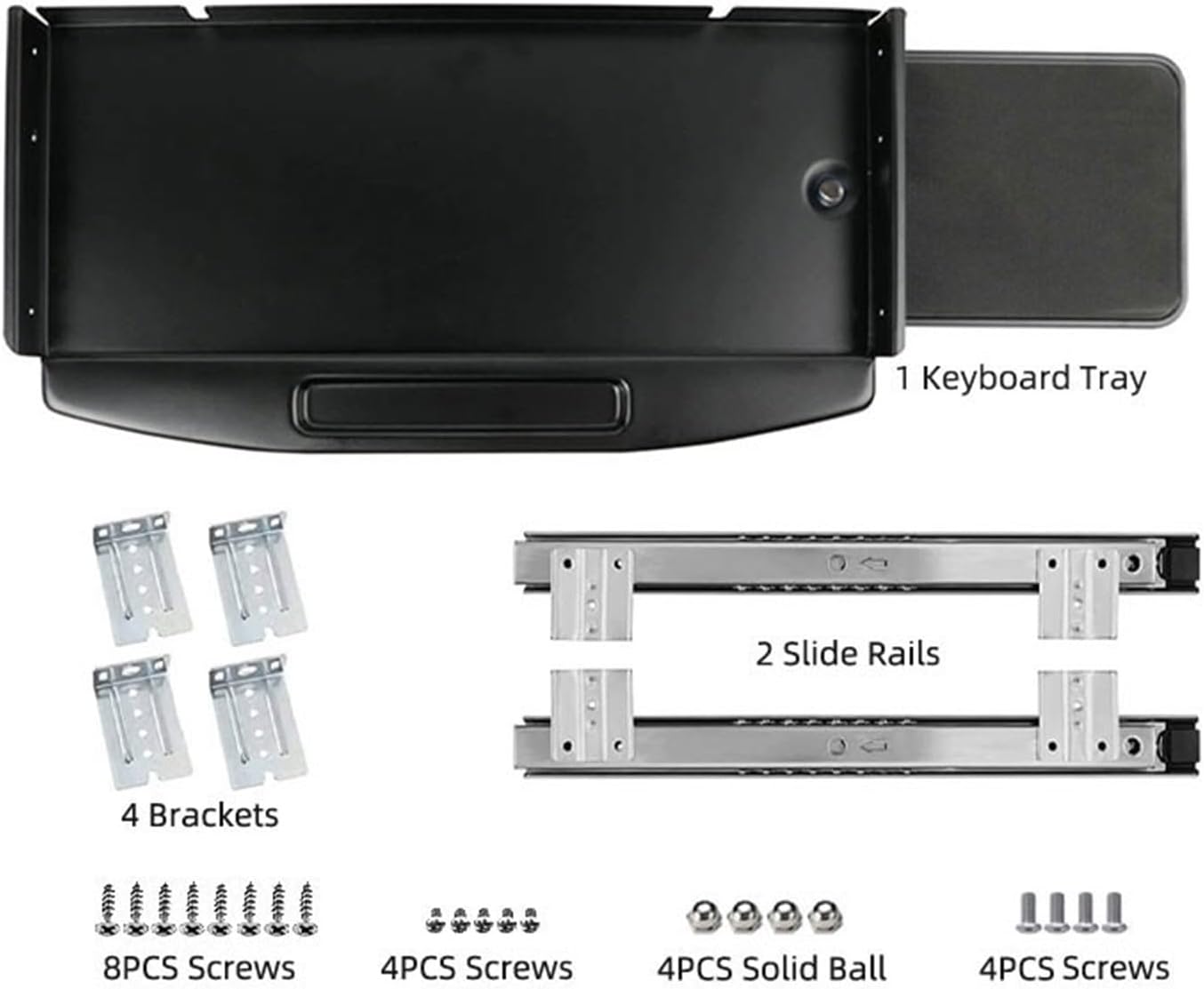 Under Desk Steel Keyboard Tray with 360° Rotating Mouse Platform