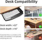 Under Desk Steel Keyboard Tray with 360° Rotating Mouse Platform