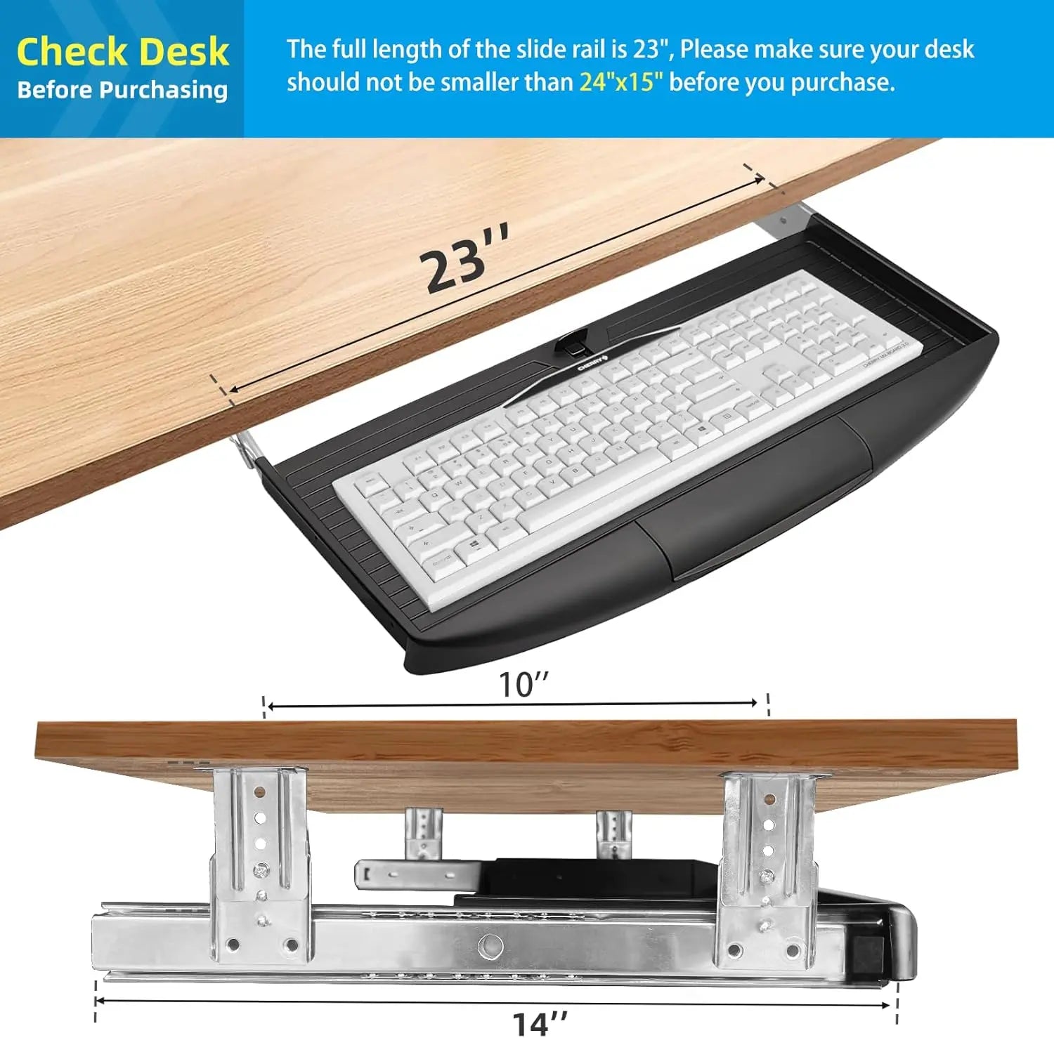 Under Desk Sliding Keyboard Tray