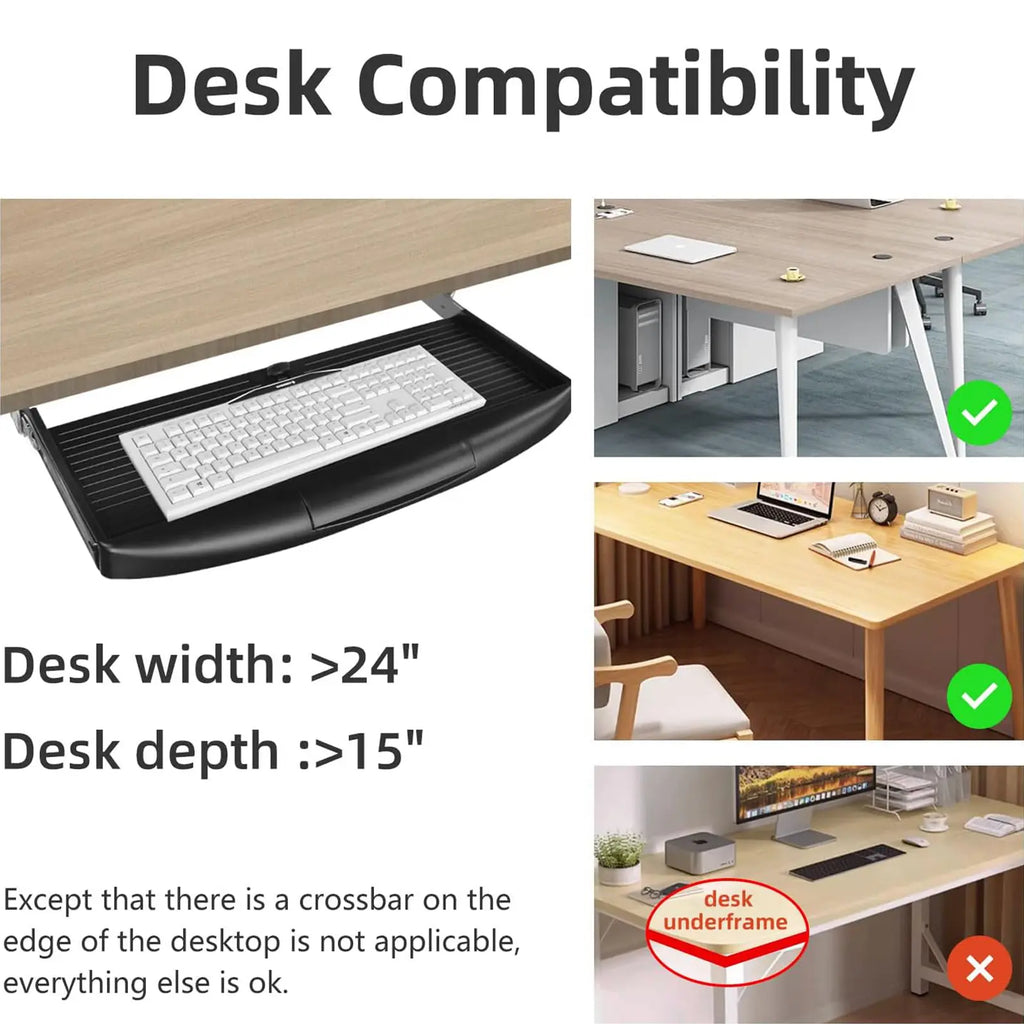 Under Desk Sliding Keyboard Tray