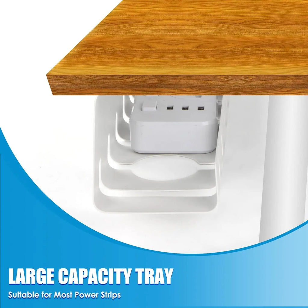 White Under Desk Cable Management-2 Pack
