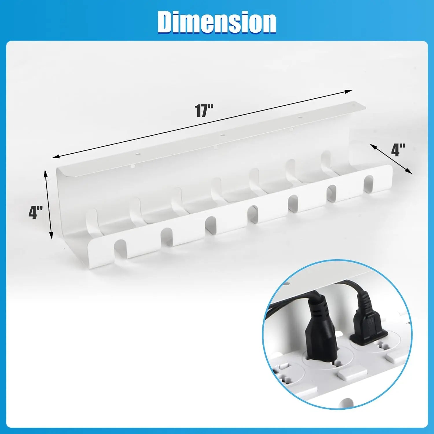 White Under Desk Cable Management-2 Pack
