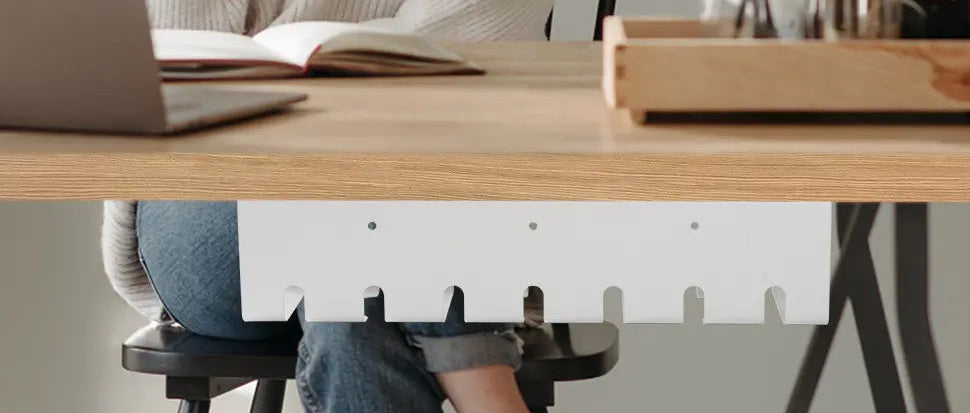 White Under Desk Cable Management-2 Pack