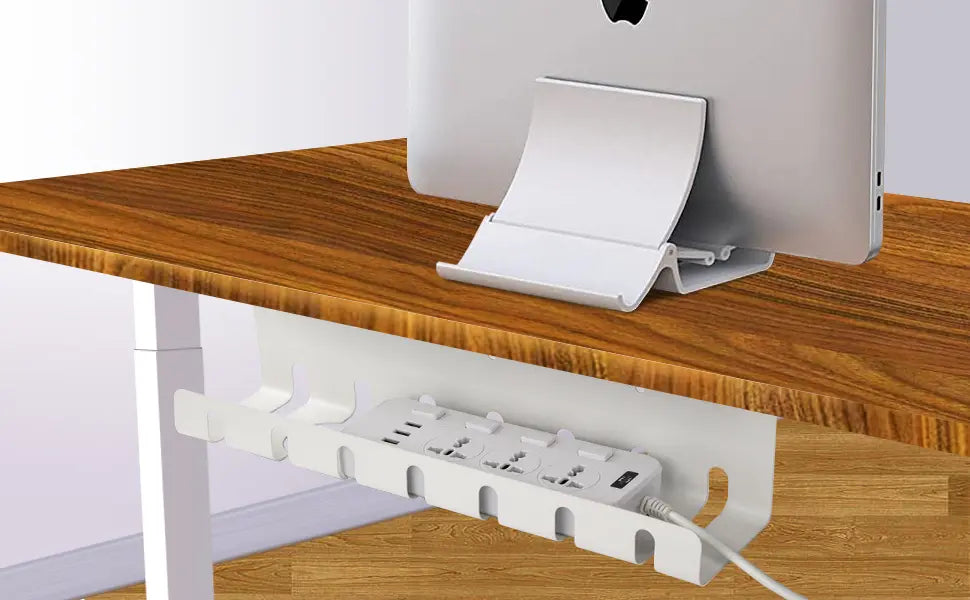 White Under Desk Cable Management-2 Pack