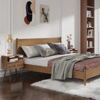 Wooden Nightstand with Outlet on Left - 20" W x 14" D x 24" H Large Bedside Table with Adjustable Led Light and Wireless Charger, Wide Wood End Table with Single Drawer, Dark Walnut Nightstand