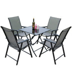 Outdoor Furniture Courtyard Folding Table Chair Sunshade Umbrella Combination Rattan Chair Outdoor Teslin Leisure Table Chair Umbrella Kit