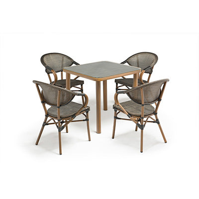 Outdoor Leisure Courtyard Net Cloth Bamboo Rattan Chair Balcony Cafe Five Piece Set Of Combined Tables And Chairs Open-air Restaurant Tables And Chairs