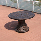 Outdoor Cast Aluminum Tables And Chairs Red Sandalwood Terrace Villa Courtyard Hotel Outdoor European Leisure Iron Furniture Combination