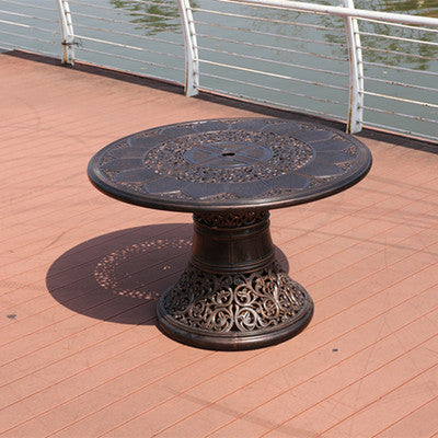 Outdoor Cast Aluminum Tables And Chairs Red Sandalwood Terrace Villa Courtyard Hotel Outdoor European Leisure Iron Furniture Combination