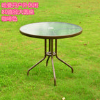 Outdoor Tempered Glass Table Hotel Coffee Shop Milk Tea Shop Table Large Round Table Removable Garden Glass Table