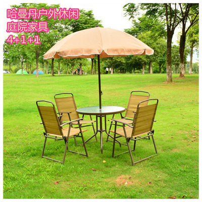 Outdoor Tempered Glass Table Hotel Coffee Shop Milk Tea Shop Table Large Round Table Removable Garden Glass Table