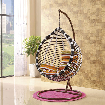Outdoor Indoor Balcony Hanging Basket Imitation Rattan Single Person Leisure Hammock Water Drop Bird's Nest Rattan Chair Swing