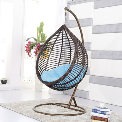 Outdoor Indoor Balcony Hanging Basket Imitation Rattan Single Person Leisure Hammock Water Drop Bird's Nest Rattan Chair Swing