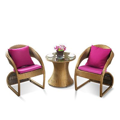 Balcony Outdoor Tables And Chairs Household Designer Garden Teng Chair Cafe Rattan Woven Leisure Rattan Chair Three Piece Set