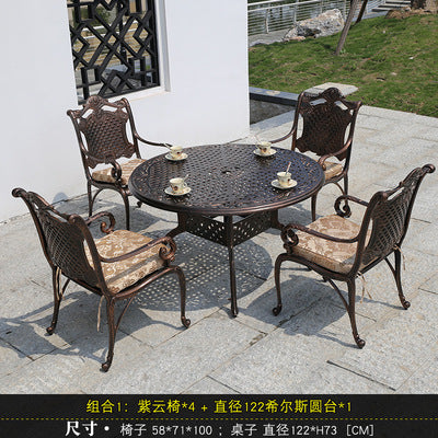 Outdoor Tables And Chairs Courtyard European Cast Aluminum 35 Piece Terrace Combination Outdoor Garden Iron Furniture Balcony Leisure