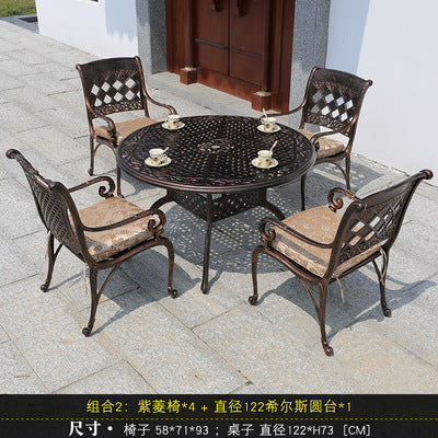 Outdoor Tables And Chairs Courtyard European Cast Aluminum 35 Piece Terrace Combination Outdoor Garden Iron Furniture Balcony Leisure