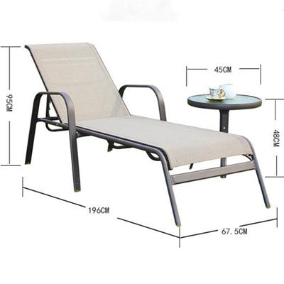 Outdoor Lounge Chair Hotel Club Swimming Pool Leisure Teslin Net Cloth Beach Chair Aluminum Alloy Lounge Chair Iron Table And Chair