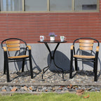 Outdoor Plastic Wood Tables And Chairs Courtyard Garden Leisure Furniture Catering Outdoor Cafe Villa Iron Tables And Chairs